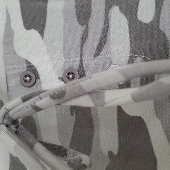 Torrid Gray and White Relaxed Long Sleeve Hoodie With Drawstring Button Pant - Picture 8 of 16